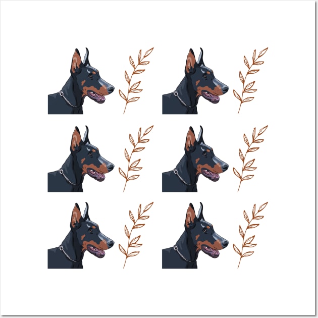 Doberman pinscher dog pattern Wall Art by Maful